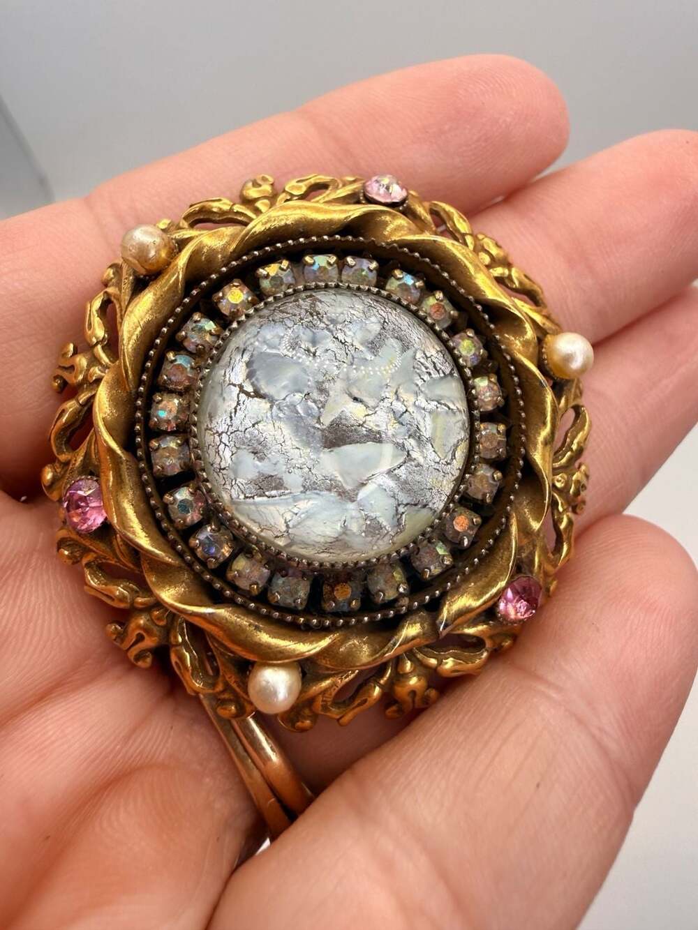 Vintage Ornate Filigree Brooch Pendant